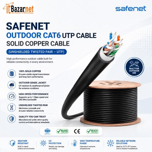 SAFENET OUTDOOR CAT6 UTP CABLE SOLID COPPER CABLE 305M Image