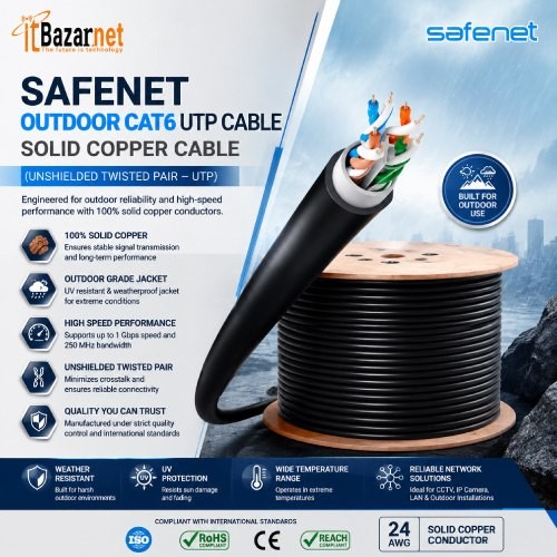 SAFENET OUTDOOR CAT6 UTP CABLE SOLID COPPER CABLE 305M Image
