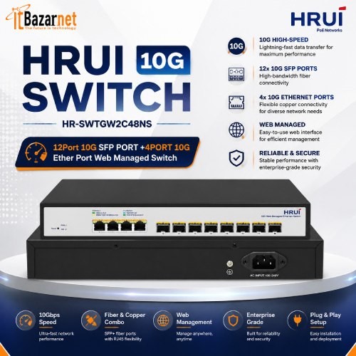HRUI 10G Switch HR-SWTGW2C48NS  12Port 10G SFP PORT+4PORT 10G Ether Port Web Managed Switch Image