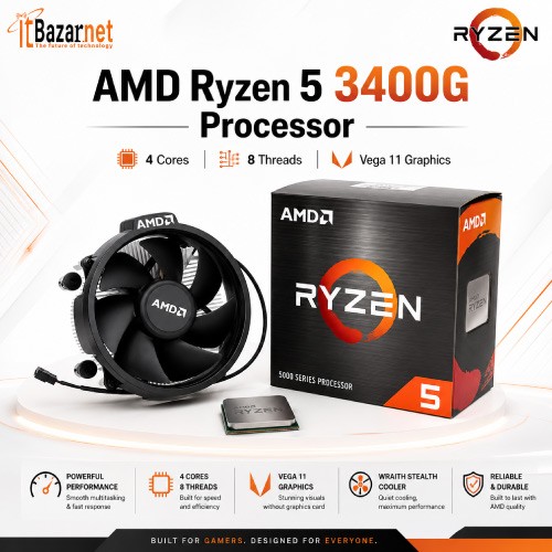AMD Ryzen 5 3400G Desktop Processor with Radeon RX Vega 11 Graphics Image