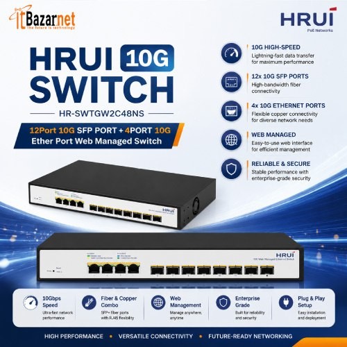 HRUI 10G Switch HR-SWTGW2C48NS 12Port 10G SFP PORT+4PORT 10G Ether Port Web Managed Switch Image