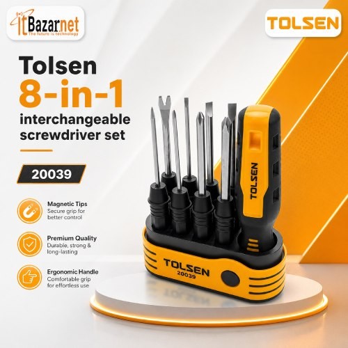 TOLSEN Screwdriver Set 8 in 1 Interchangeable M: 20039