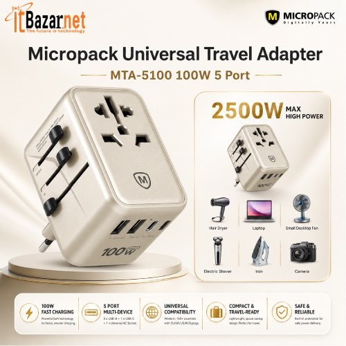 Micropack Universal Travel Adapter MTA-5100 100W 5 Port Image