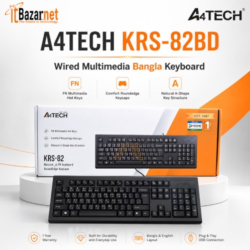 A4TECH Keyboard KRS-82BD USB Multimedia Keyboard