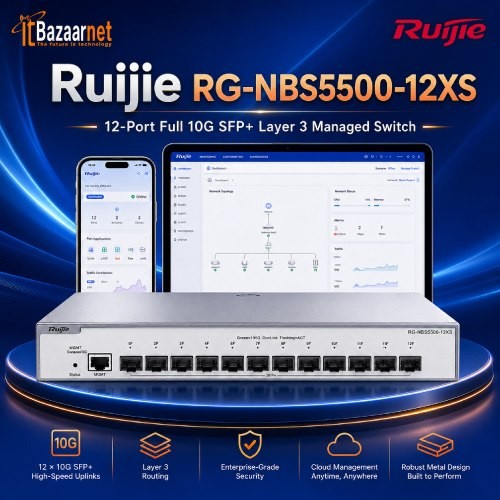 Ruijie 10G Switch RG-NBS5500-12XS 12Port Full 10G SFP+ Layer 3 Managed Switch