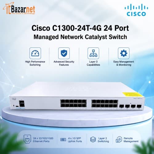 Cisco C1300-24T-4G 24 Port Managed Network Catalyst Switch Image