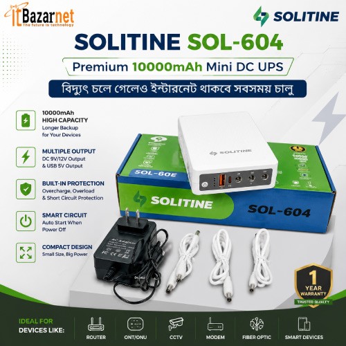 Solitine SOL-604 Premium 10000mAh Mini DC UPS Image