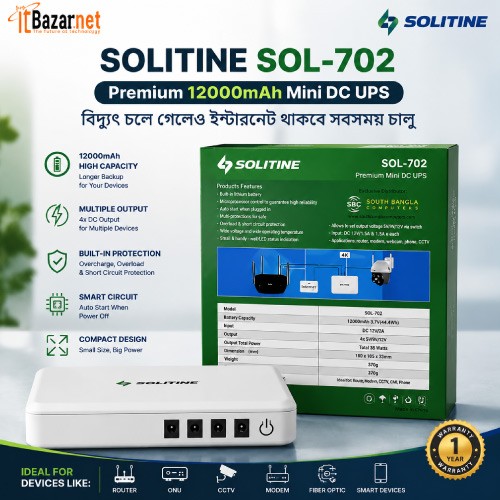 Solitine SOL-702 Premium 12000mAh Mini DC UPS Image