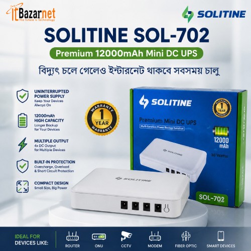 Solitine SOL-702 Premium 12000mAh Mini DC UPS Image