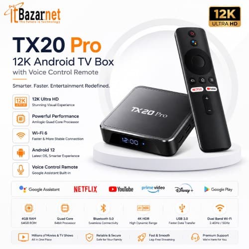 TX20 Pro 12K Android TV Box with Voice Control Remote Image