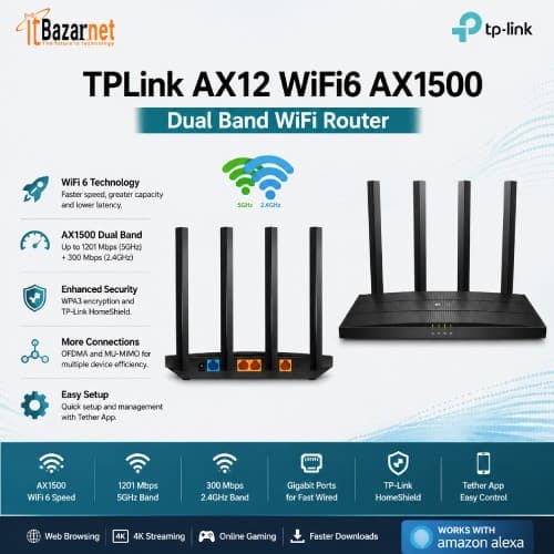 TP-Link Archer AX12 AX1500 Dual-Band Wi-Fi 6 Router Image