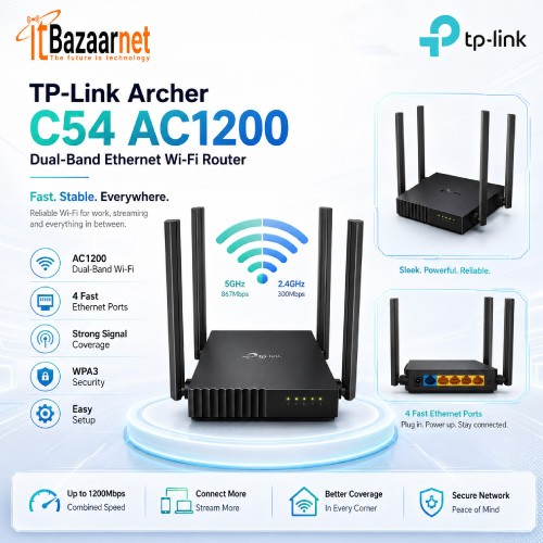 TP-Link Archer C54 AC1200 Dual-Band Ethernet Wi-Fi Router Image