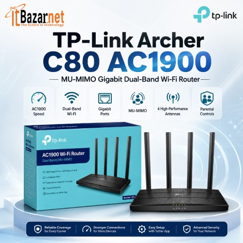 TP-Link Archer C80 AC1900 MU-MIMO Gigabit Dual-Band Wi-Fi Router