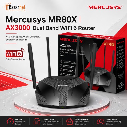 Mercusys MR80X AX3000 WiFi 6 Dual Band Gigabit Router
