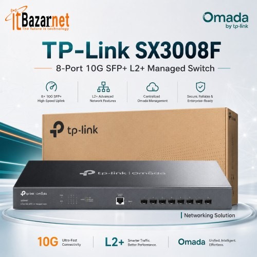 TPLink SX3008F 8Port 10G SFP+ L2+ Managed Switch