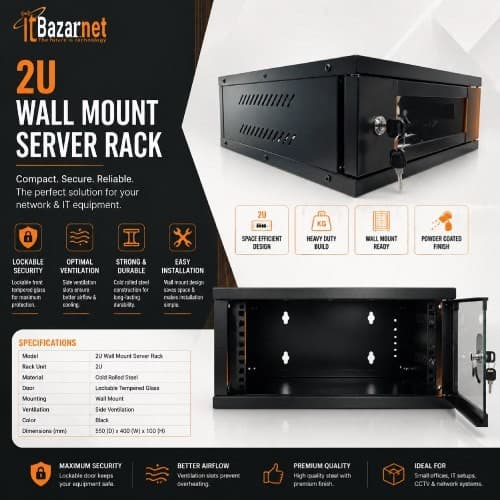 2U Wall Mount Server Rack Network Cabinet Image