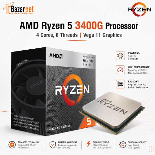 AMD Ryzen 5 3400G Desktop Processor with Radeon RX Vega 11 Graphics