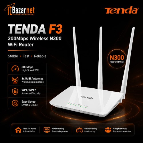 Tenda F3 300Mbps Wireless WiFi Router Image