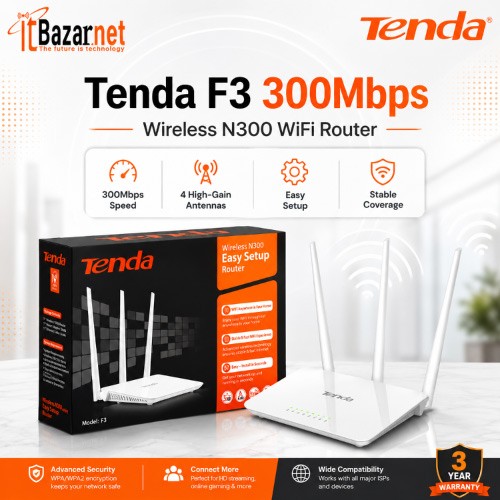 Tenda F3 300Mbps Wireless WiFi Router Image