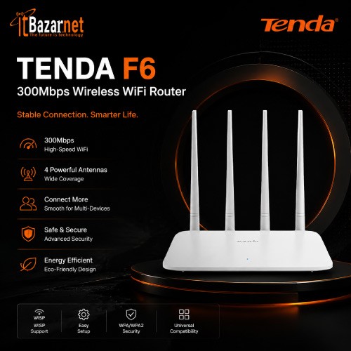 Tenda F6 300Mbps 4-Antenna Wireless WiFi Router Image