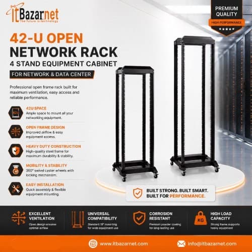 42U Open Server Rack 4 Stand 19 Inch Network Cabinet Image