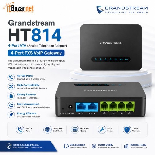 Grandstream ATA HT814 4PORT FXS VoIP Gateway Image