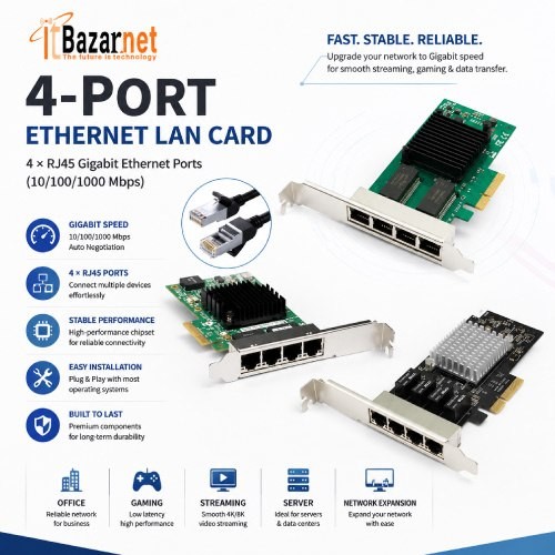 4Port 1GbE Ethernet LAN Card (PCIe) Image