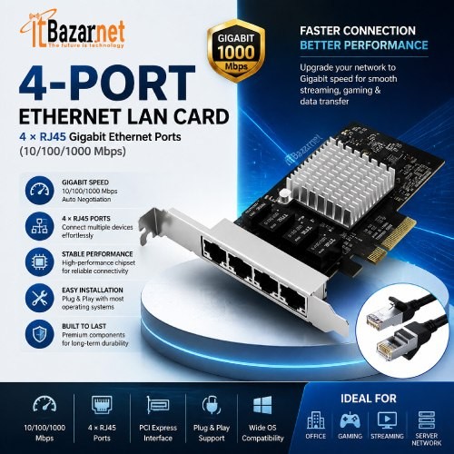 4Port 1GbE Ethernet LAN Card (PCIe) Image