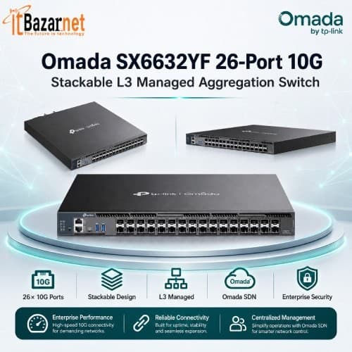 Omada SX6632YF 26-Port 10G Stackable L3 Managed Aggregation Switch Image