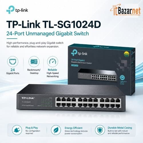 TPLink TL-SG1024D 24Port Gigabit Desktop Rackmount Switch Image