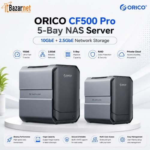 ORICO CF500 Pro 5-Bay NAS Storage Server Intel Core i3-N305 8GB DDR5 10GbE Image
