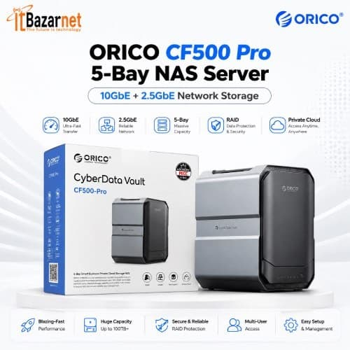 ORICO CF500 Pro 5-Bay NAS Storage Server Intel Core i3-N305 8GB DDR5 10GbE Image