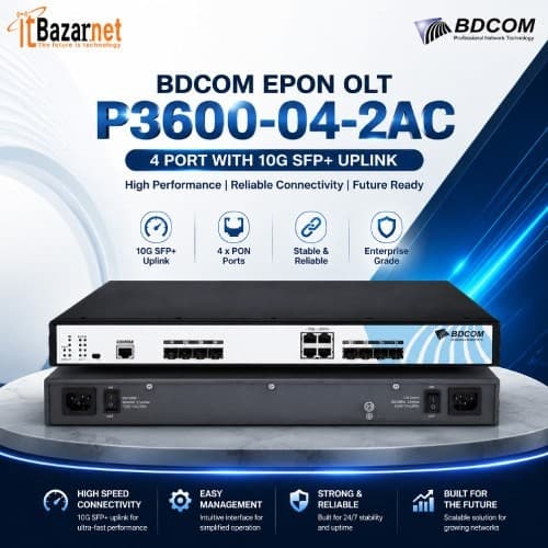 BDCOM EPON OLT P3600-04-2AC 4 Port with 10G SFP+ Uplink Image