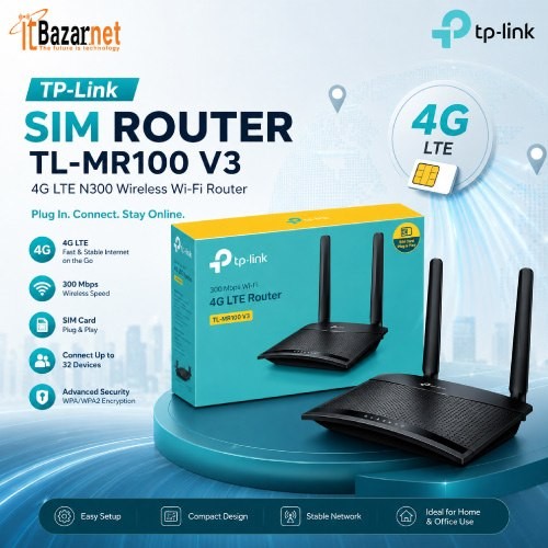 TPLink Sim Router TL-MR100 V3 4G LTE Router 300Mbps Wireless N Image