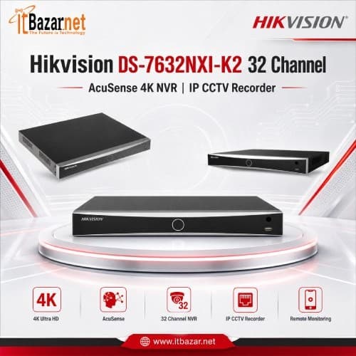 Hikvision 32Channel 4K NVR NVRDS-7632NXI-K2 32 IP CCTV Recorder Image