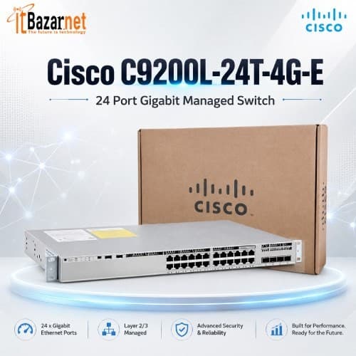 Cisco C9200L-24T-4G-E 24 Port Gigabit Managed Switch 4 Port 1G SFP Image