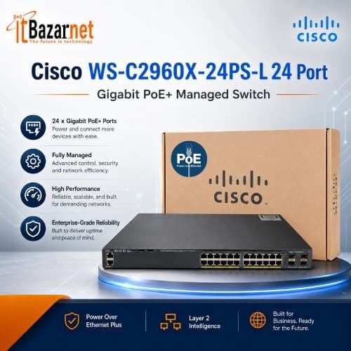 Cisco PoE Switch WS-C2960X-24PS-L 24 Port Gigabit PoE+ Managed Switch 4×1G SFP Image