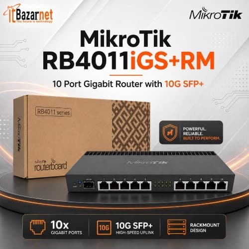 MikroTik RB4011iGS+RM 10Port Gigabit Router With 10G Port Image
