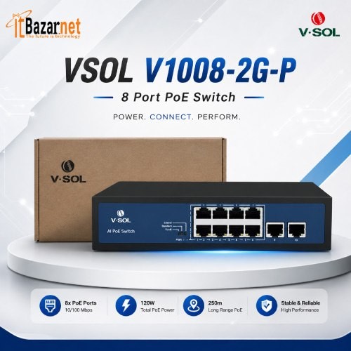 VSOL PoE Switch V1008-2G-P 8Port 120W with 2Gigabit Uplink Image