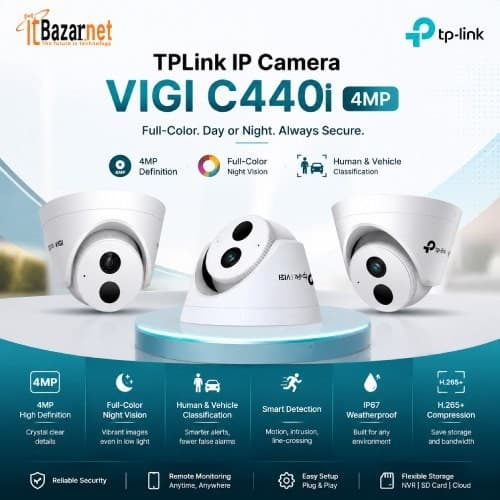 TPLink VIGI C440I 4MP Turret IP Camera fullcolor Night Vision Image
