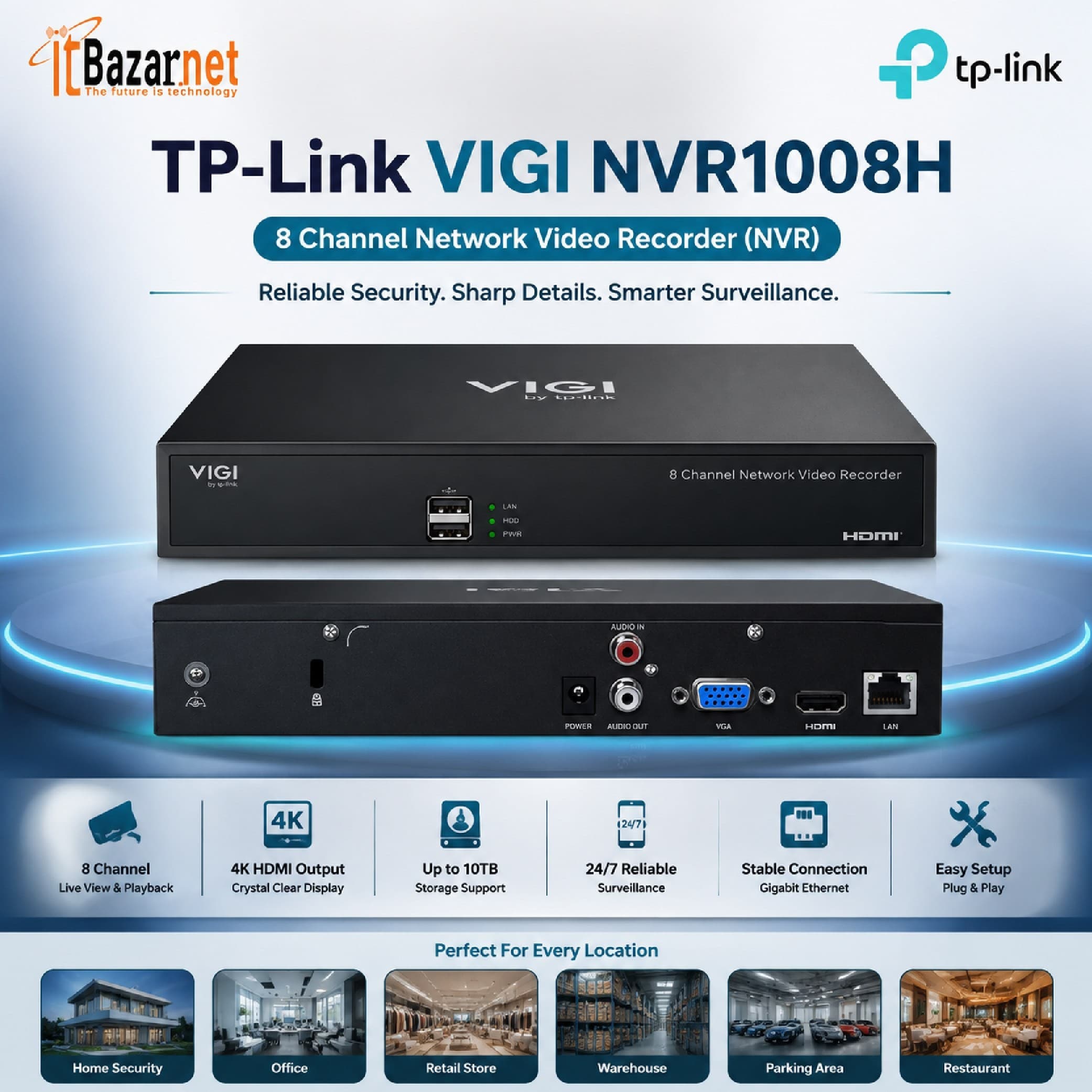 TPLink VIGI NVR1008H 8Channel Network Video Recorder Image
