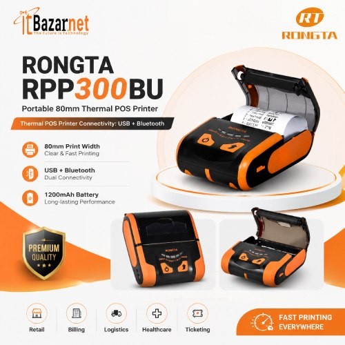 Rongta POS Printer RPP300BU 80mm Portable Thermal Printer