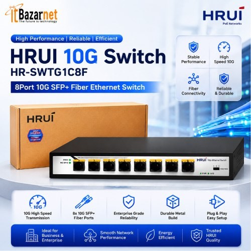 10G Switch HRUI HR-SWTG1C8F 8Port 10G SFP+