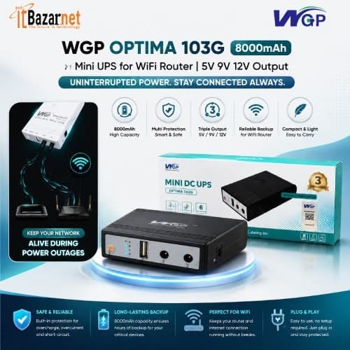 WGP Mini UPS OPTIMA 103G 8000mAh Mini UPS for WiFi Router 5V,9V,12V Output Image