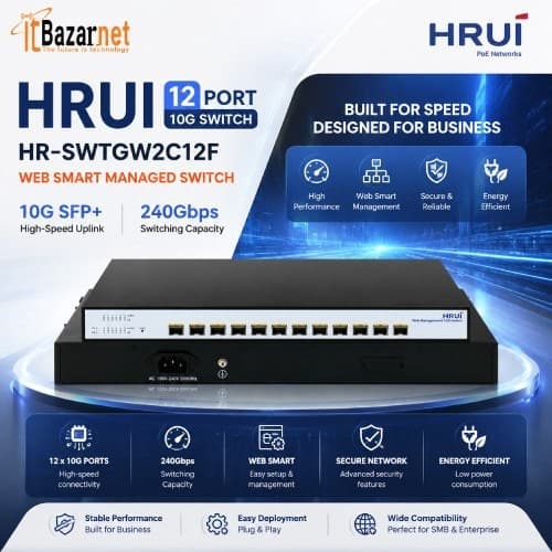 HRUI 10G Switch HR-SWTGW2C12F 12-Port SFP+ 10Gbps Web Managed Switch Image