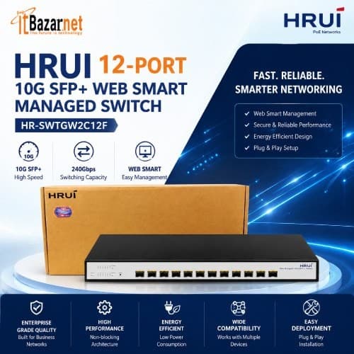 HRUI 10G Switch HR-SWTGW2C12F 12-Port SFP+ 10Gbps Web Managed Switch Image