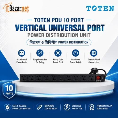 Vertical PDU 10 Port TOTEN For Server & Network Rack Image