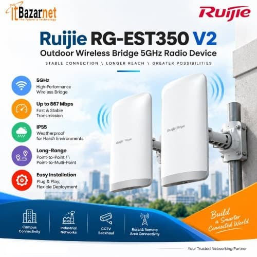 Ruijie Wireless Bridge RG-EST350 V2 5GHz 5KM 867Mbps Outdoor CPE Pair Image