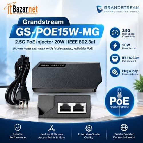 Grandstream PoE Injector GS-POE15W-MG 15W 2.5G LAN Image