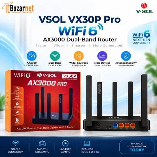VSOL Router VX30P Pro AX3000 WiFi6 Dual Band Gigabit Port Image